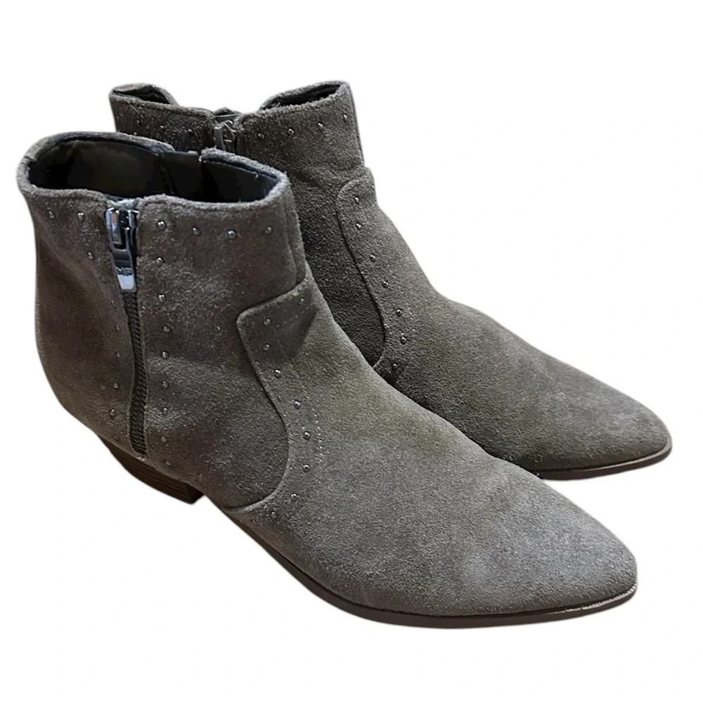 Marc Fisher Wanda Suede Studded Ankle Booties Gray Taupe Color  Size 8.5